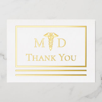 Elegant Doctor MD Thank You Foil Postcard