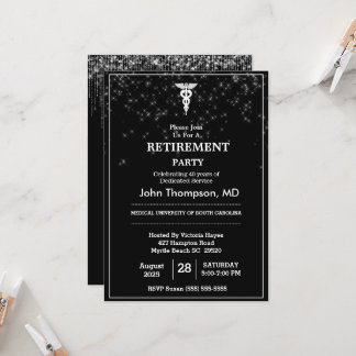 Elegant Doctor Retirement Party String Lights Invitation