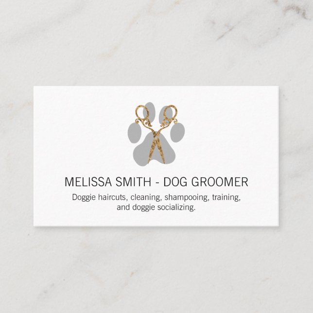 Elegant Dog Groomer Business Card (Front)