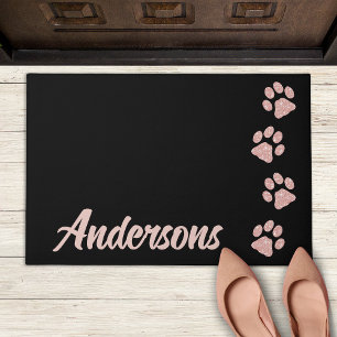 Elegant Dog Lover Personalised Monogram Paw Prints Doormat