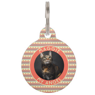 Elegant Dog Lover Present Stripes Print Pet Tag