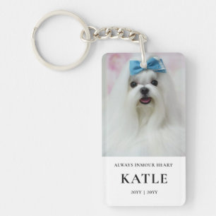 Elegant Dog Memorial Photo Keepsake Key Ring