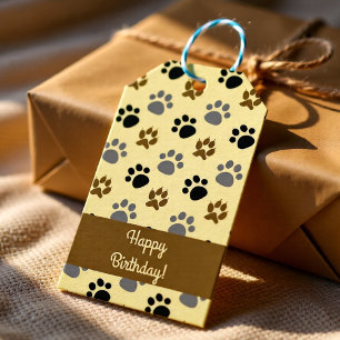 Elegant Dog pet paw customised cream Gift Tags