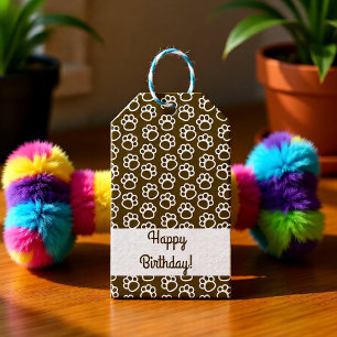 Elegant Dog pet paws brown Gift Tags
