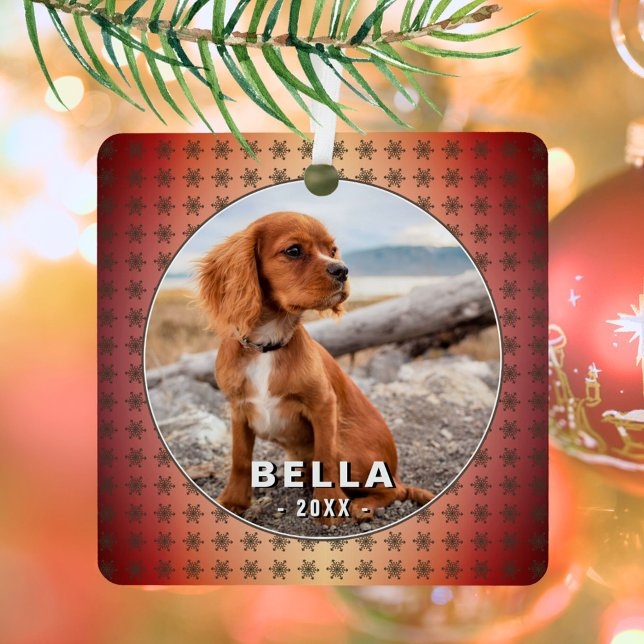 Elegant Dog Pet Photo Golden Snowflakes Christmas Metal Tree Decoration (Creator Uploaded)
