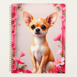Elegant Dog Portrait Surrounded by Flowers Planner