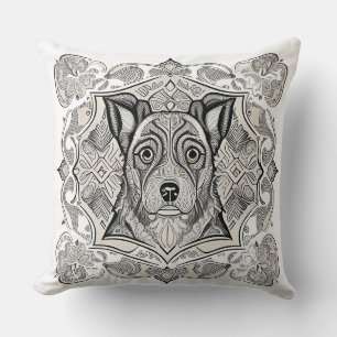 Elegant Dog Sketch Line Art Modern Minimal  Cushion
