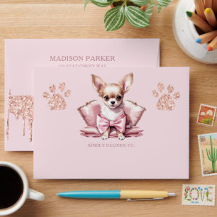 Elegant Dog with Glitter Birthday Envelope