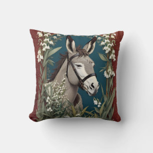 Elegant Donkey and Lily of The Valley Flowers Cushion