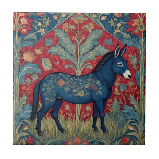 Elegant Donkey William Morris Inspired Patterned Tile (Front)