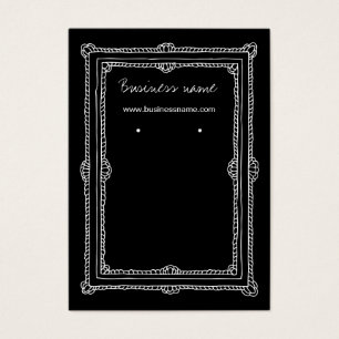 Elegant Doodle Dark Frame Background Earring Cards
