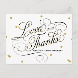 Elegant Dot Gold Thank You Postcard