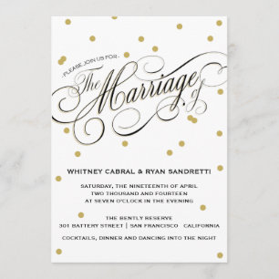 Elegant Dot Gold Wedding Invitation