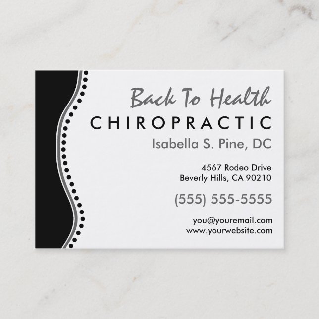Elegant Dots Oversized Chiropractic Business Cards (Front)