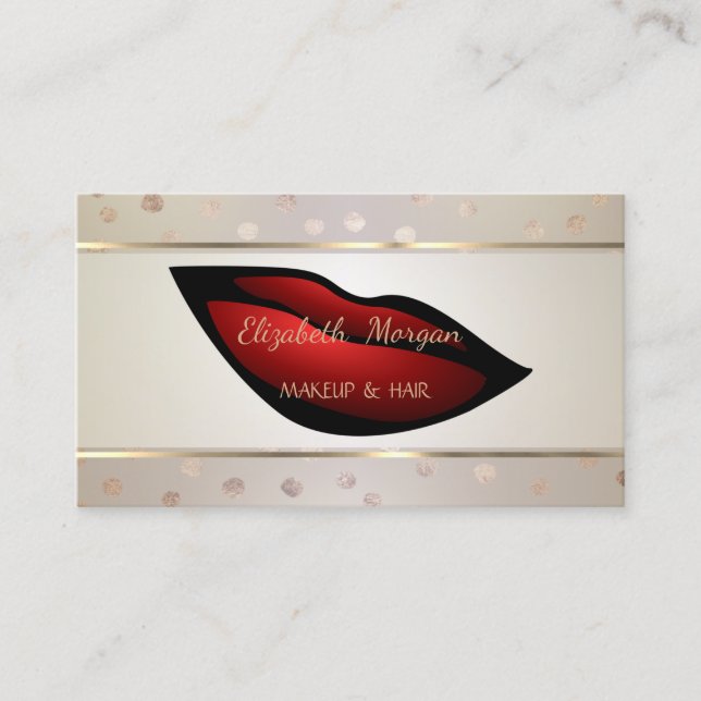 Elegant ,Dots,Striped, Red Lips Appointment Card (Front)