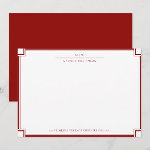 Elegant Double Border Name Initials Correspondence Card