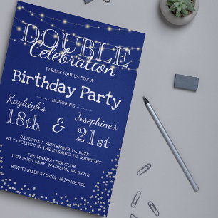 Elegant Double Celebration Birthday Party Invitation
