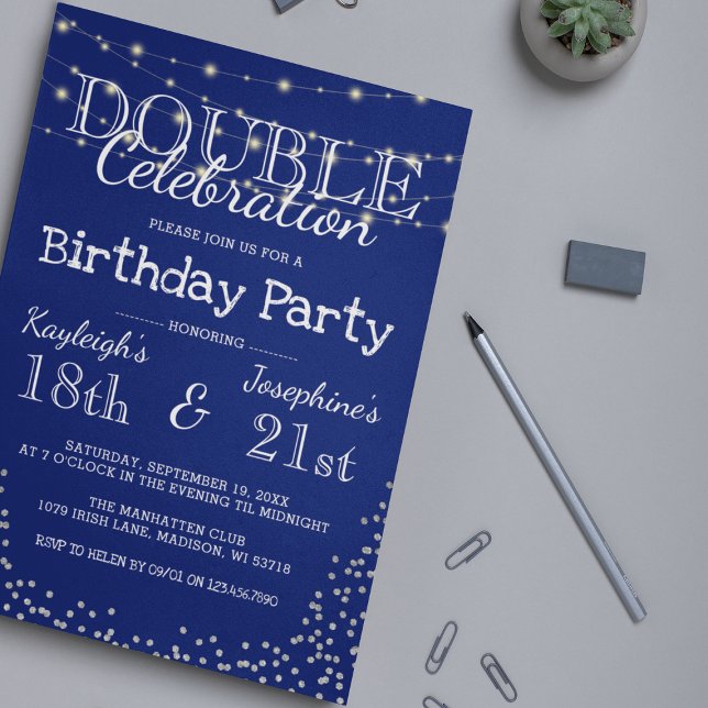 Elegant Double Celebration Birthday Party Invitation (Creator Uploaded)