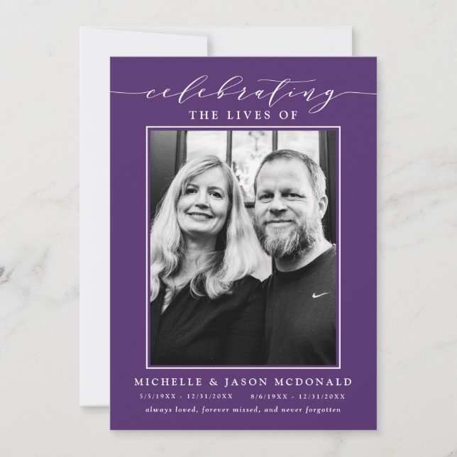 ELEGANT DOUBLE CELEBRATION OF LIFE FUNERAL SERVICE INVITATION (Front)