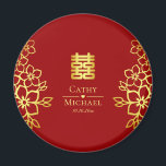 Elegant double happiness Chinese wedding floral Magnet<br><div class="desc">Realise your dream wedding with an oriental touch! You can customise the design by adding your names and wedding date etc. You are also welcome to reach out to me for any special design which is uniquely for you. Double happiness symbol and red decorations are the must have items for...</div>
