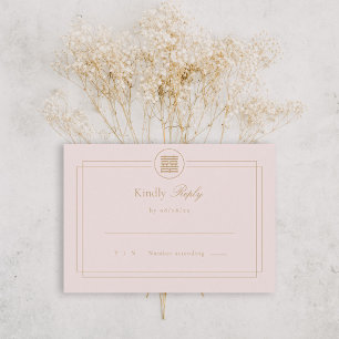 Elegant Double Happiness Pink Modern Chinese Asian RSVP Card