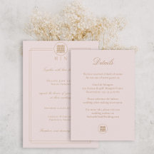 Elegant Double Happiness Pink Wedding Info Details