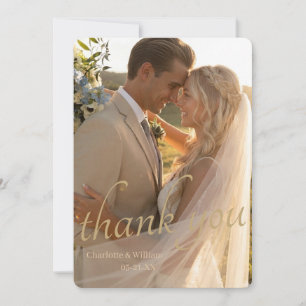 Elegant Double Sided Photo Wedding Thank You Card