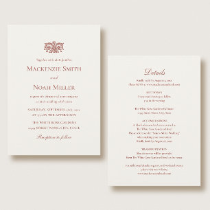 Elegant Double-sided Wedding Invitation Terracotta