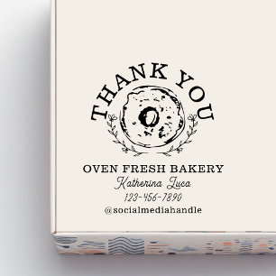 Elegant  Doughnut Thank You Name Bakery  Rubber Stamp