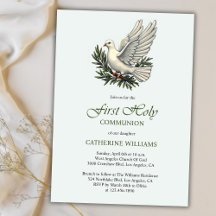 Elegant Dove and Olive Branch First Holy Communion