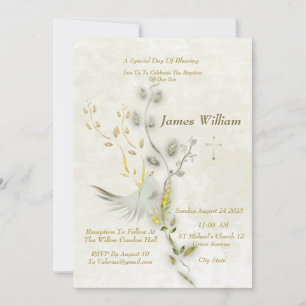Elegant Dove Christening Invitation