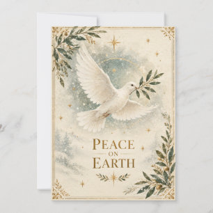 Elegant Dove Christmas ,Peace on Earth White style Card