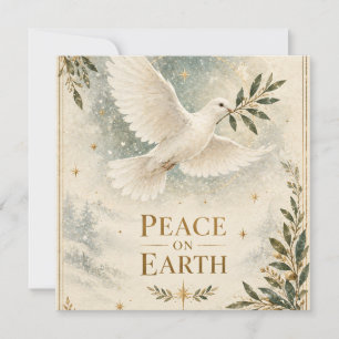 Elegant Dove Christmas ,Peace on Earth White style Card