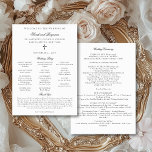 Elegant Downloadable Catholic Wedding Mass Program Invitation<br><div class="desc">This elegant (and downloadable!), Catholic wedding program card is for a ceremony with a full mass. It features a classic serif font accented by a chic, handwritten calligraphy script and a simple Christian cross on the front. The typography focused design provides you with a text template for a traditional Catholic...</div>