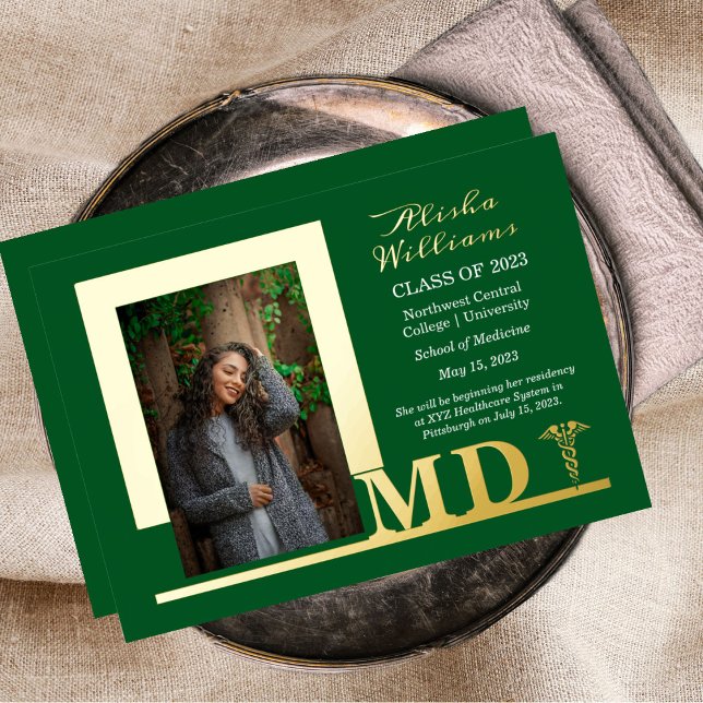 Elegant Dr MD Caduceus Photo Graduate Green (Creator Uploaded)