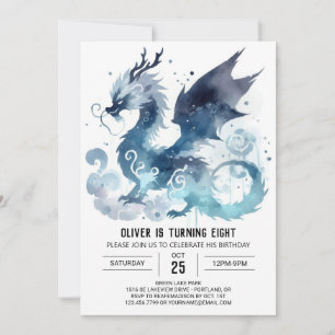 Elegant Dragon Birthday Printable Invitation