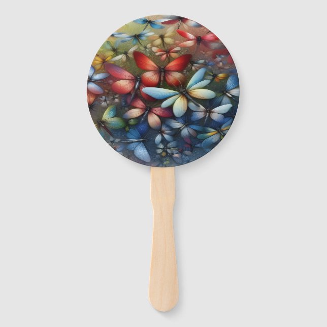 Elegant Dragonflies  Hand Fan (Front)