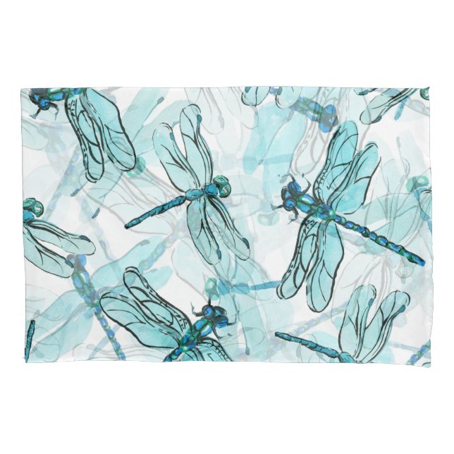 Elegant Dragonflies: Watercolor Wonder Pillowcase (Front)
