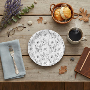 Elegant Dragonflies & Wildflowers  Paper Plate