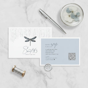 Elegant Dragonfly Sweet 16 Dusty Blue ID1310 RSVP Card