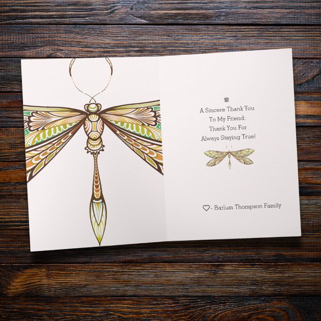 Elegant Dragonfly Thank You Card  ( Gratitude in Flight: A Heartfelt Thank You, Elegantly Delivered.)