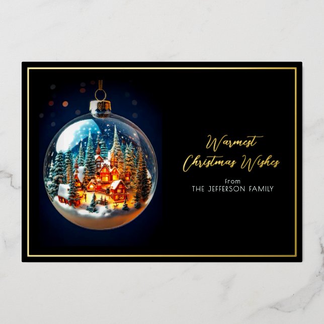 Elegant Dramatic Christmas scenery in bauble Gold (Front)