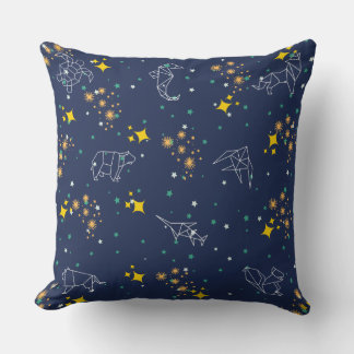 Elegant drawing animals blue sky kids cushion