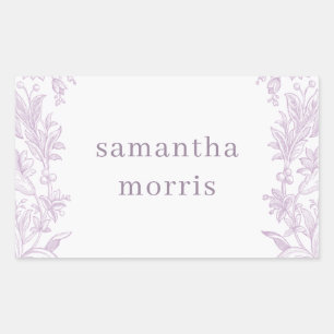 Elegant Drawn Floral Lavender Rectangular Sticker