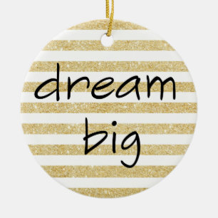 elegant dream big text on a gold and white ceramic tree decoration