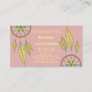Elegant Dream Catcher Feathers Yoga Instructor Business Card
