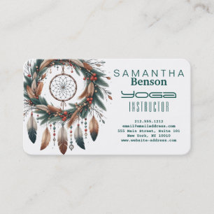 Elegant Dream Catcher Feathers Yoga Instructor Business Card