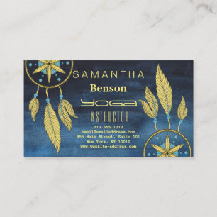 Elegant Dream Catcher Feathers Yoga Instructor Business Card