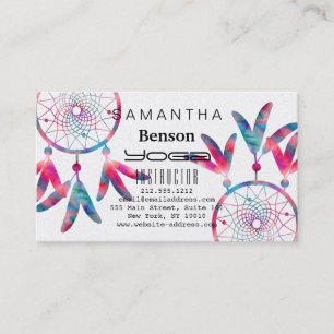 Elegant Dream Catcher Feathers Yoga Instructor Business Card