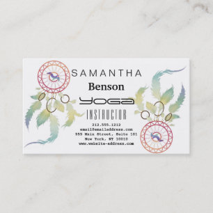 Elegant Dream Catcher Feathers Yoga Instructor Business Card